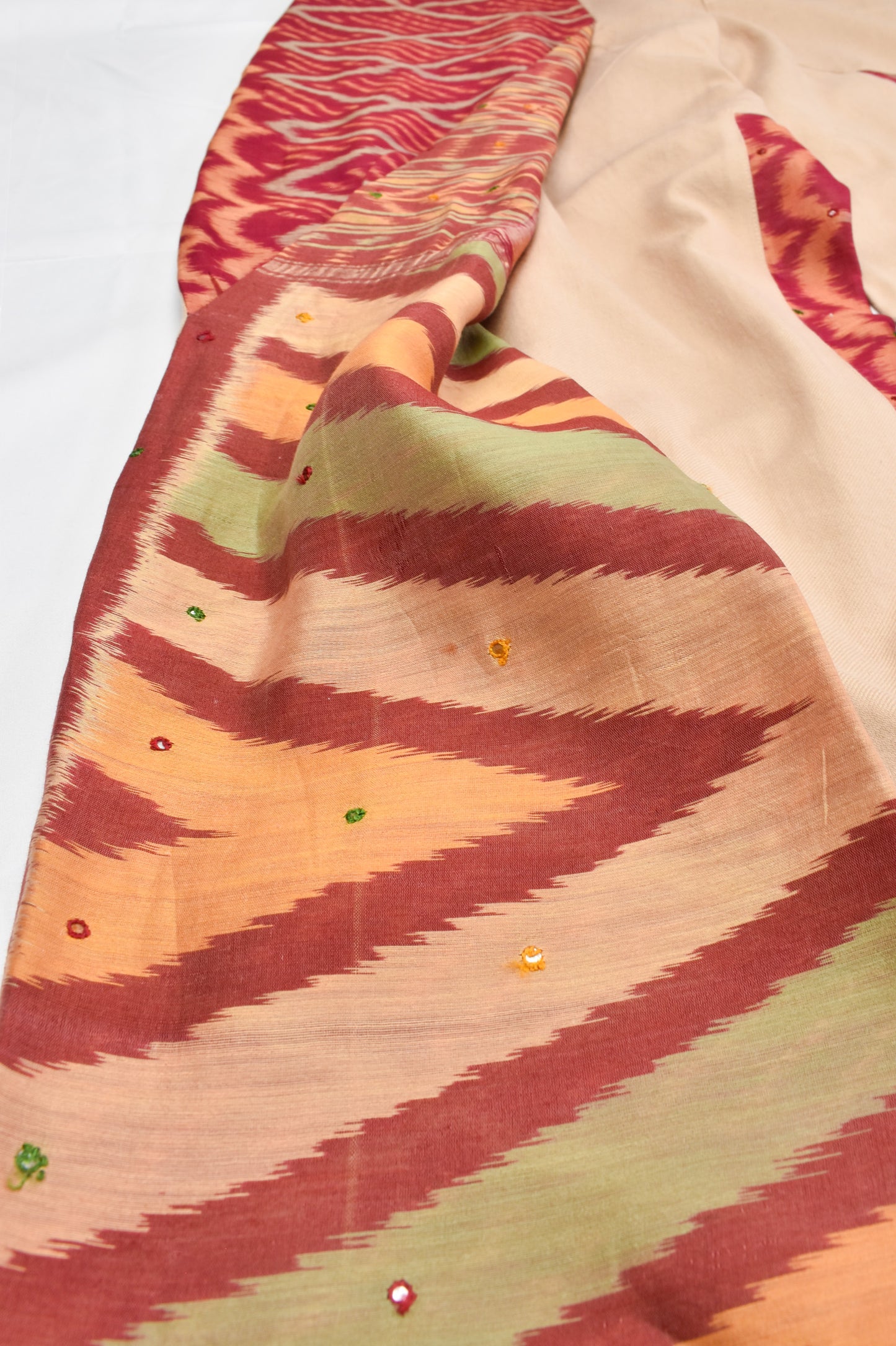 WITH IKKAT WEAVE COTTON SAREE (M)